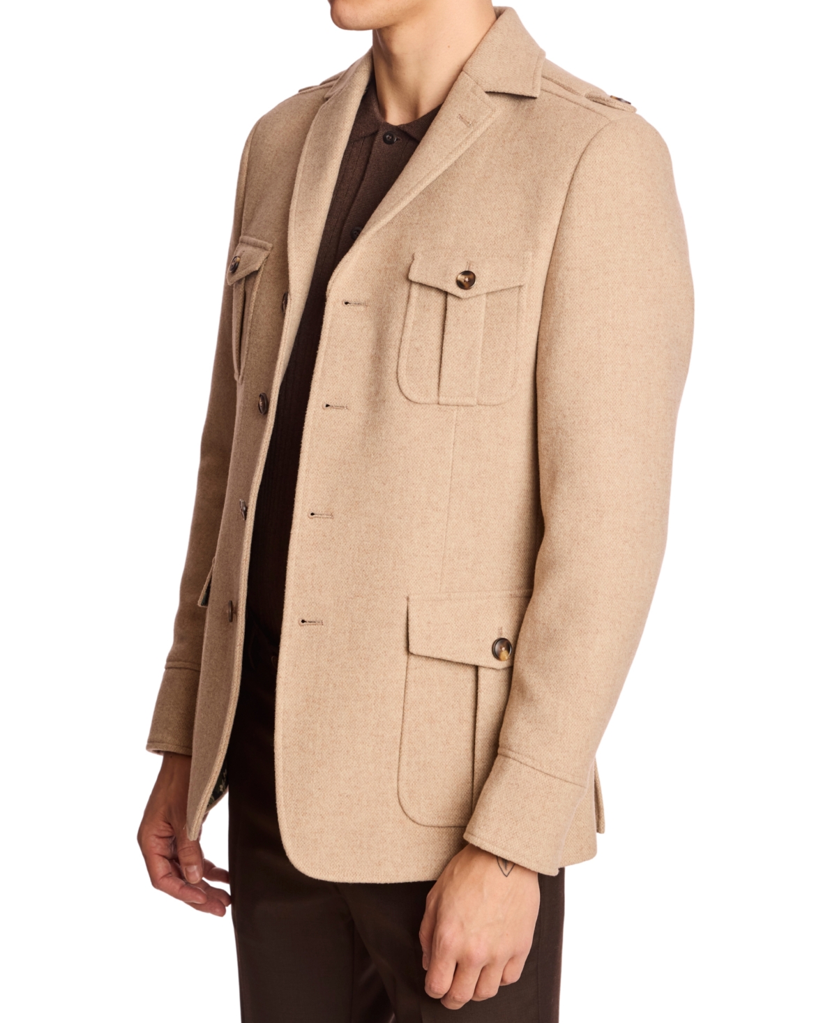 Paisley & Gray Men's Collared Utility Jacket In Brown