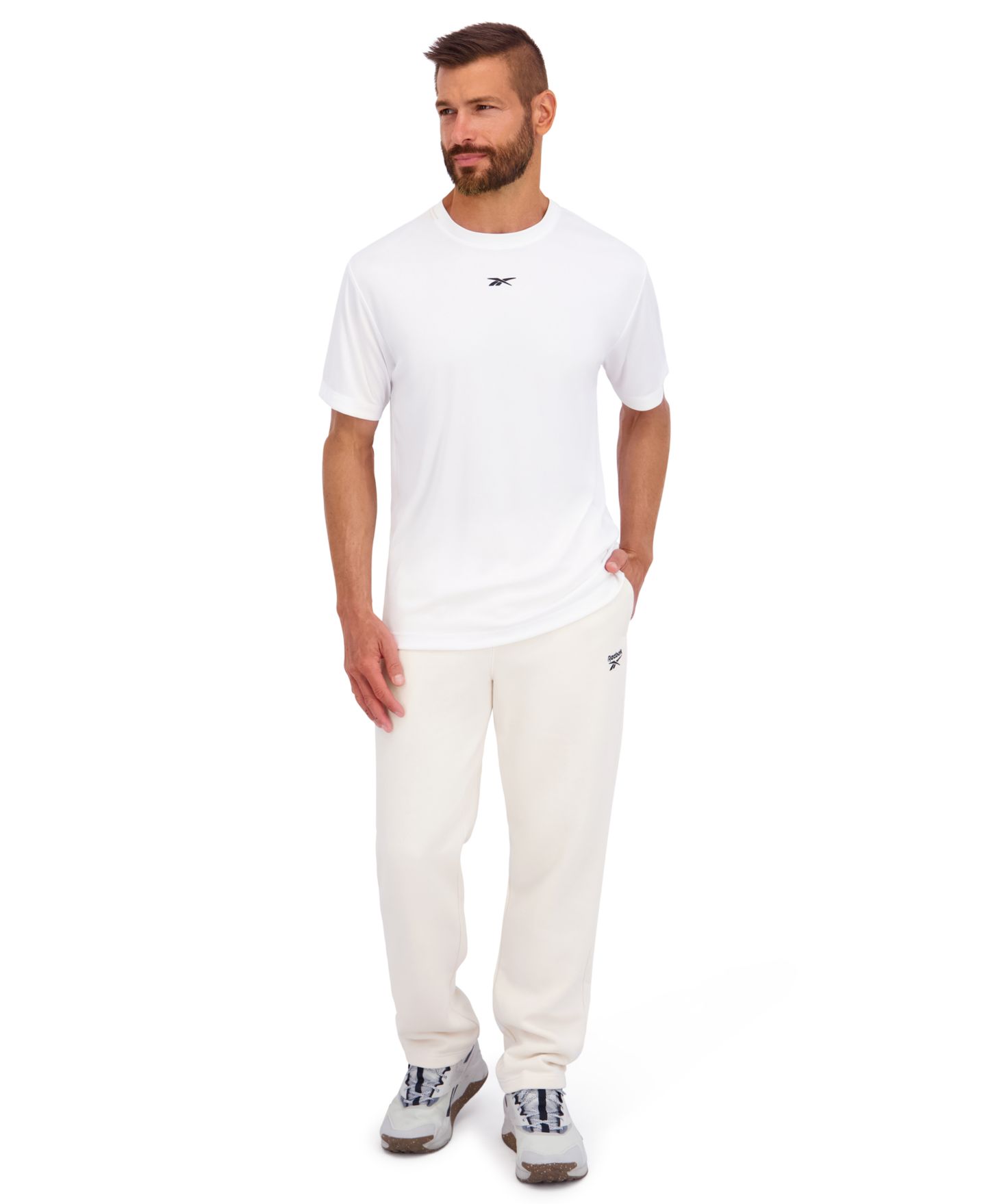 Мужские брюки Reebok Regular-Fit Fleece, цвет: Алебастровый — фото 2