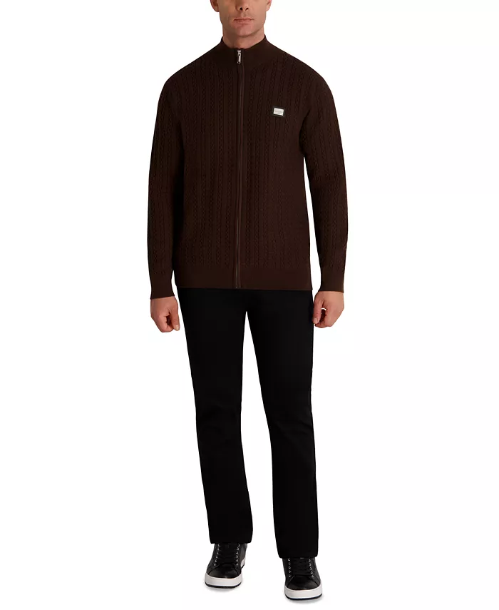 Men's Full Zip Cable Knit Sweater - thumbnail 2