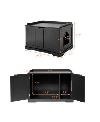 Cat Litter Box Wooden Enclosure Pet House Sidetable Washroom Storage Bench