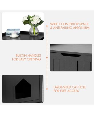 Cat Litter Box Wooden Enclosure Pet House Sidetable Washroom Storage Bench