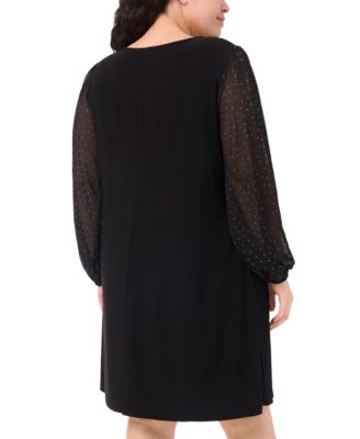 Plus Size Round Neck Bell Sleeves Shift Dress