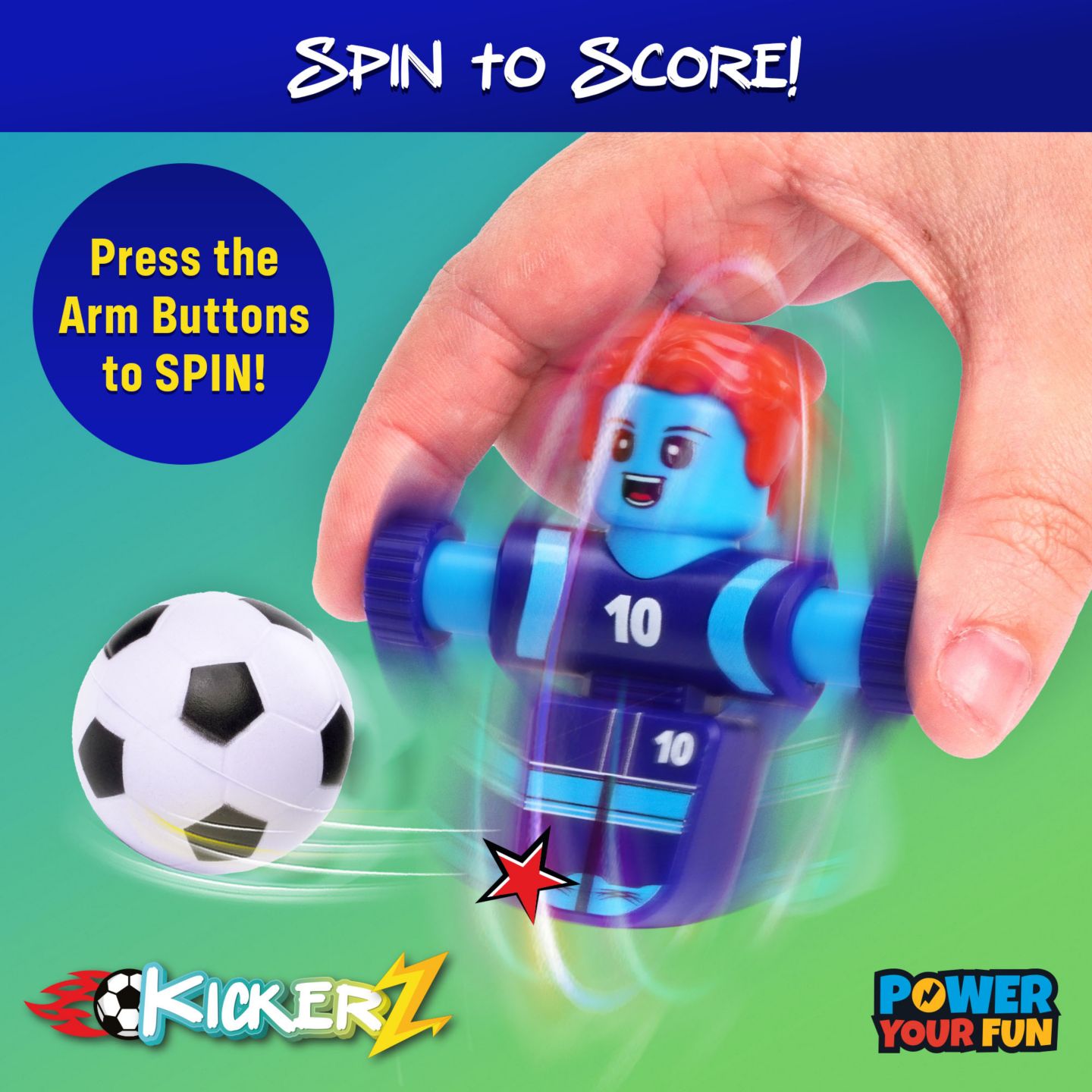 Детские игрушки Power Your Fun KickerZ Fidget Soccer 8-Piece Game, Ages 6+ — фото 4