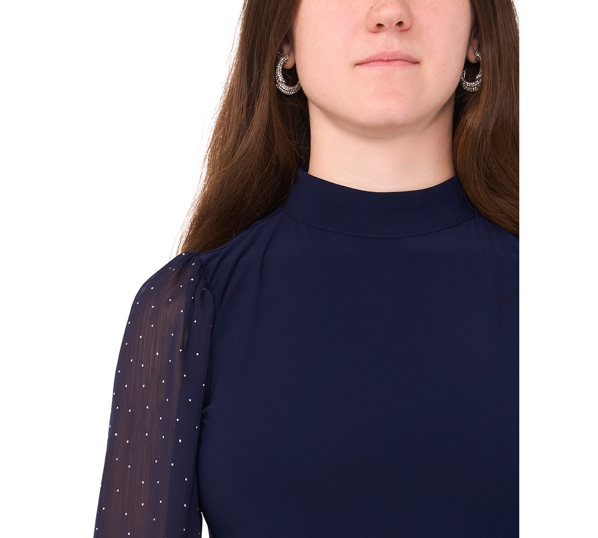 Msk Petite Jersey Bell Sleeves Mock Neck Shift Dress