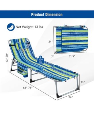 Outdoor Folding Chaise 5-Position Lounge Chair with Adjustable Footrest