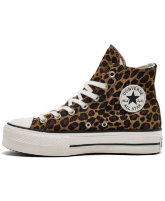 Women's Chuck Taylor All Star Lift Platform Leopard Suede Casual Sneakers from Finish Line