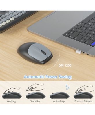 Cute Keyboard and Mouse Wireless Silent, Full-Size Retro Typewriter Wireless Quiet Slim Keyboard Low-Noise 2.4GHz for Computer, Desktop, Laptop(Grey)