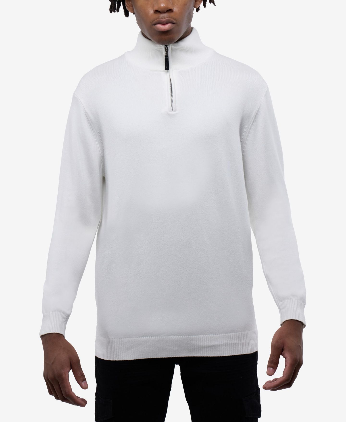 Мужской свитер XRAY X RAY Quarter Zip Mock Neck, цвет: Молочный белый — фото 1