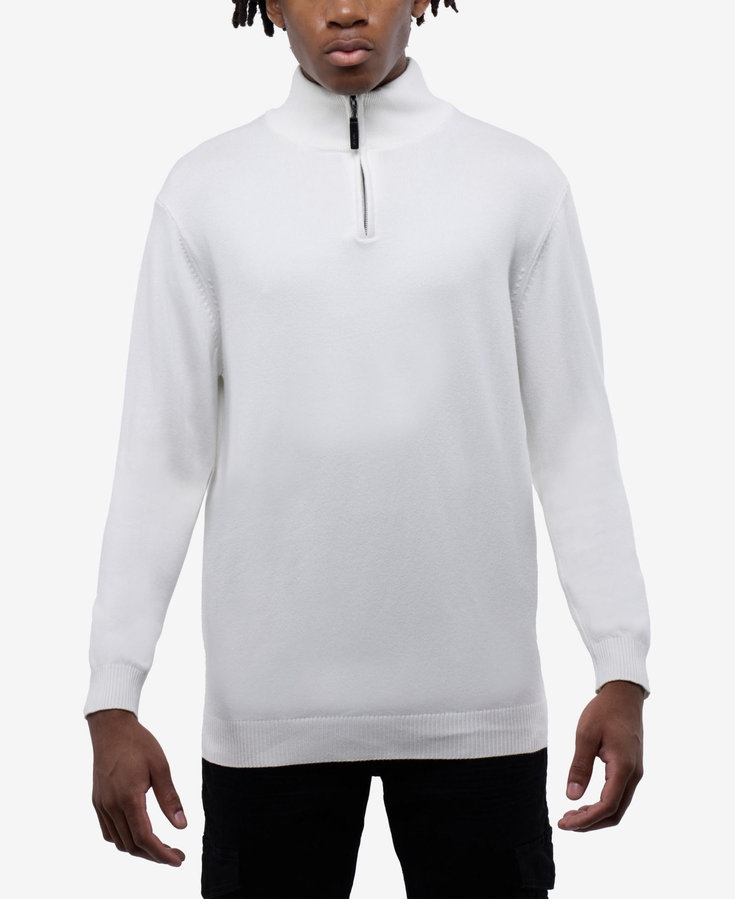 X RAY Men's Quarter Zip Mock Neck Sweater