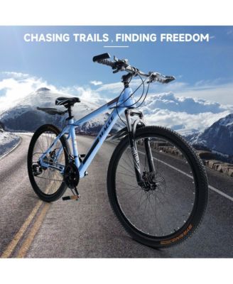 26-Inch 27-Speed Mountain Bike for Adults with Dual Disc Brakes & High-Carbon Steel Frame, Suspension Fork
