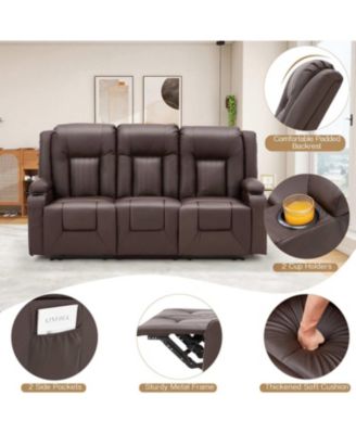 3 Seater Reclining Sofa with 2 Cup Holders&Side Pockets