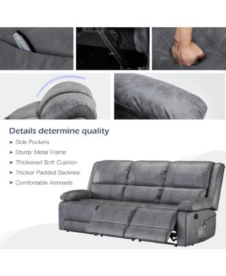 Recliner Couch with Massage&Heat Function, 3-Seat Wall Hunger Reclining Sofa