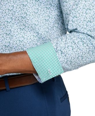 Men's Spread Collar Plaid Dress Shirt