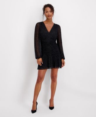 Siena - Women's V-Neck Long Sleeve Mini Dress