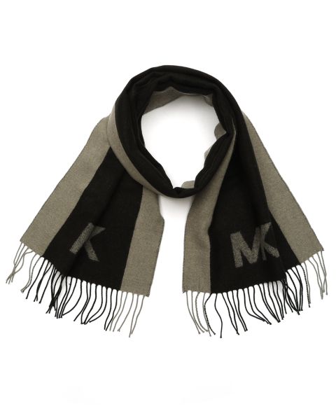 Мужской шарф Michael Kors Side Stripe Yarn Dye, цвет: Чёрный / Пепельный меланжевый