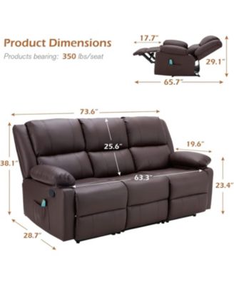 Recliner Couch with Massage&Heat Function, 3-Seat Wall Hunger Reclining Sofa