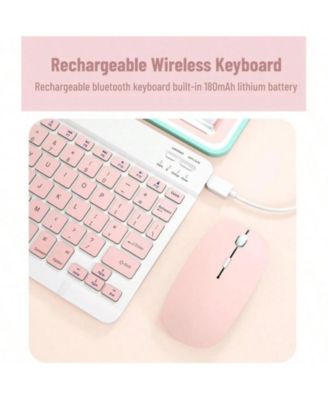 Keyboard And Mouse Combo - Cute Bluetooth Keyboard With Silent Mouse, 3 Adjustable DPI 2.4G USB Slim Keyboard Mouse Set For IOS For Android