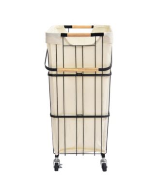 Mobile Rolling Storage Laundry Basket Cart with Handle