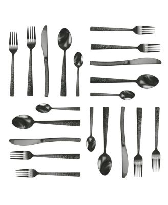 Baily 20 Piece Flatware Utensil Set, Stainless Steel Silverware Metal Service for 4 in Black