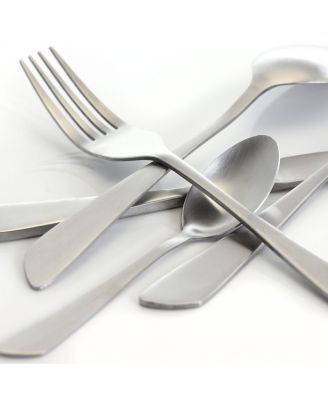 Gibbous 20 Piece Flatware Utensil Set, Stainless Steel Silverware Metal Service for 4 in Matte Silver