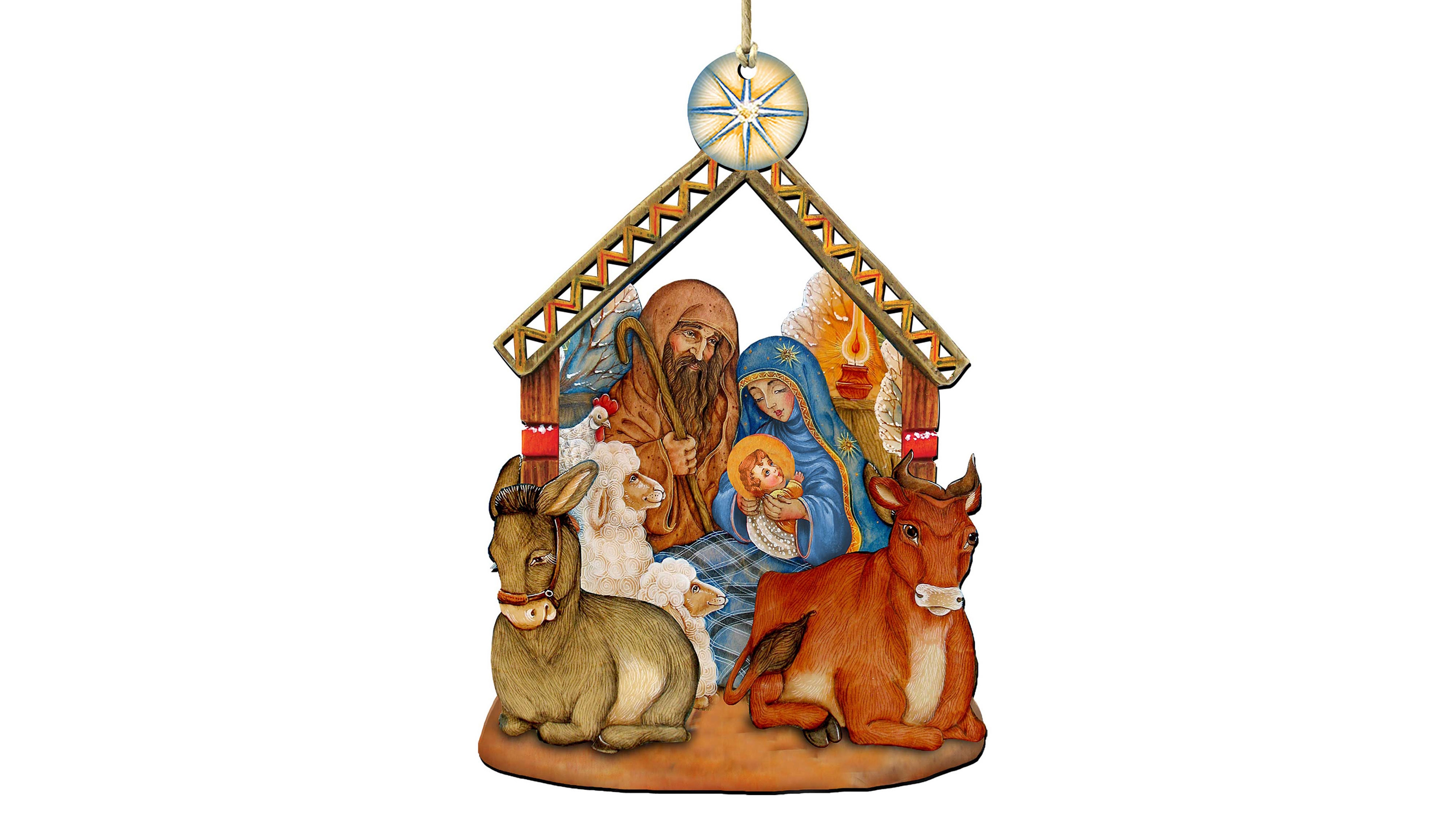 Designocracy Nativity Wooden Christmas Ornament