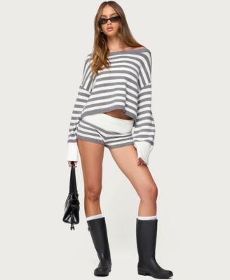 Women's Saphi Striped Foldover Knit Shorts