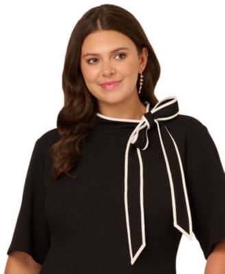 Plus Size Tie Neck Flounce Dress