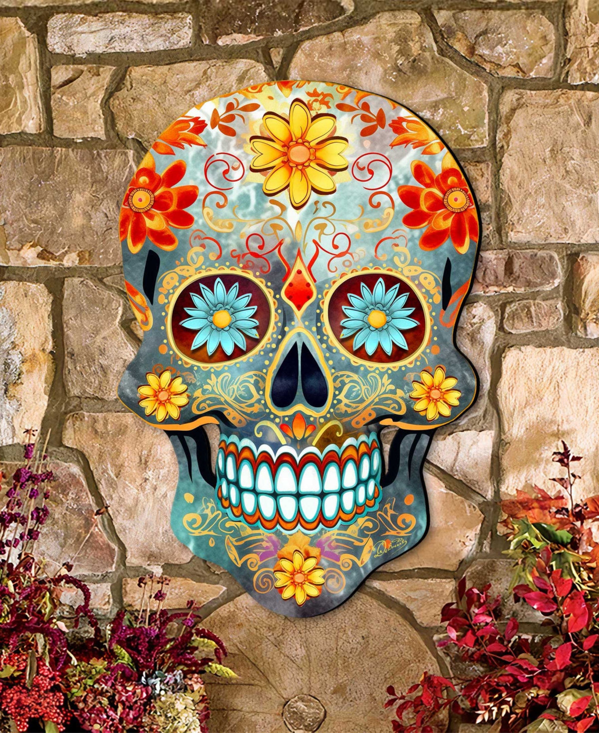 Designocracy Sugar Skull Holiday Door Decor In Multi