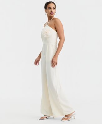 Women's Rosette Halter Neck Wide-Leg Jumpsuit, Macy's Exclusive