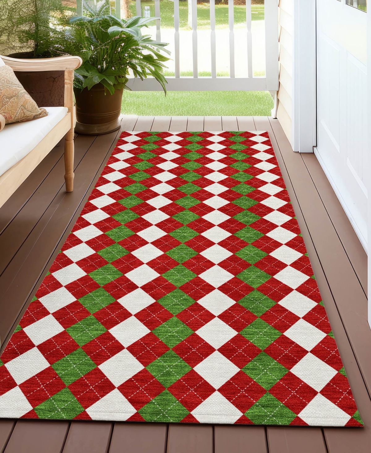 Addison Holiday Washable Indoor/outdoor Acn1812 2'3"x7'6" Runner Area Rug In Red