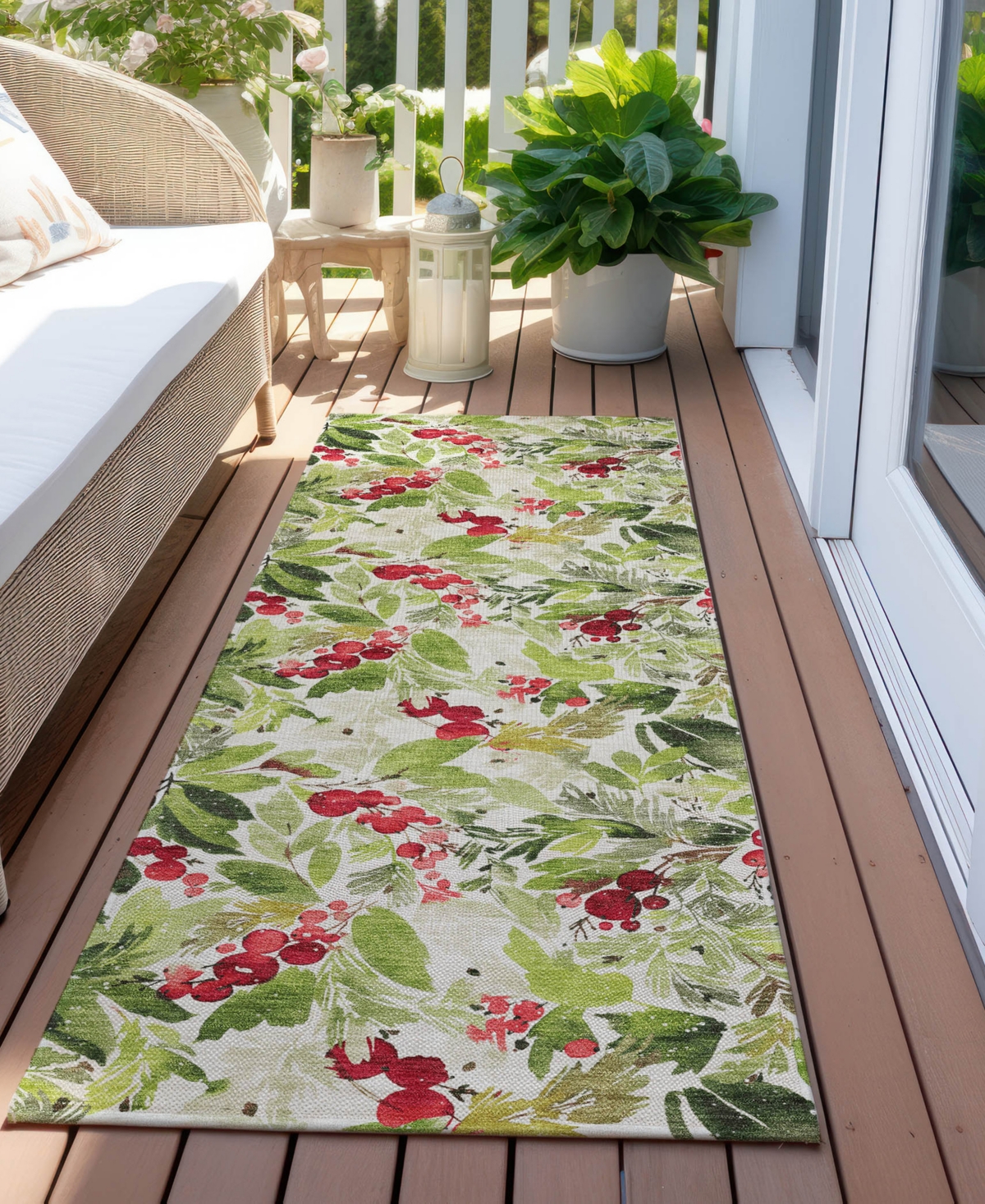 Addison Holiday Washable Indoor/outdoor Acn1816 2'3"x7'6" Runner Area Rug In Green
