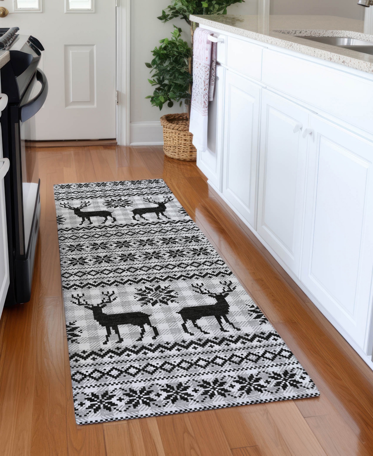 Addison Holiday Washable Indoor/outdoor Acn1820 2'3"x7'6" Runner Area Rug In Gray