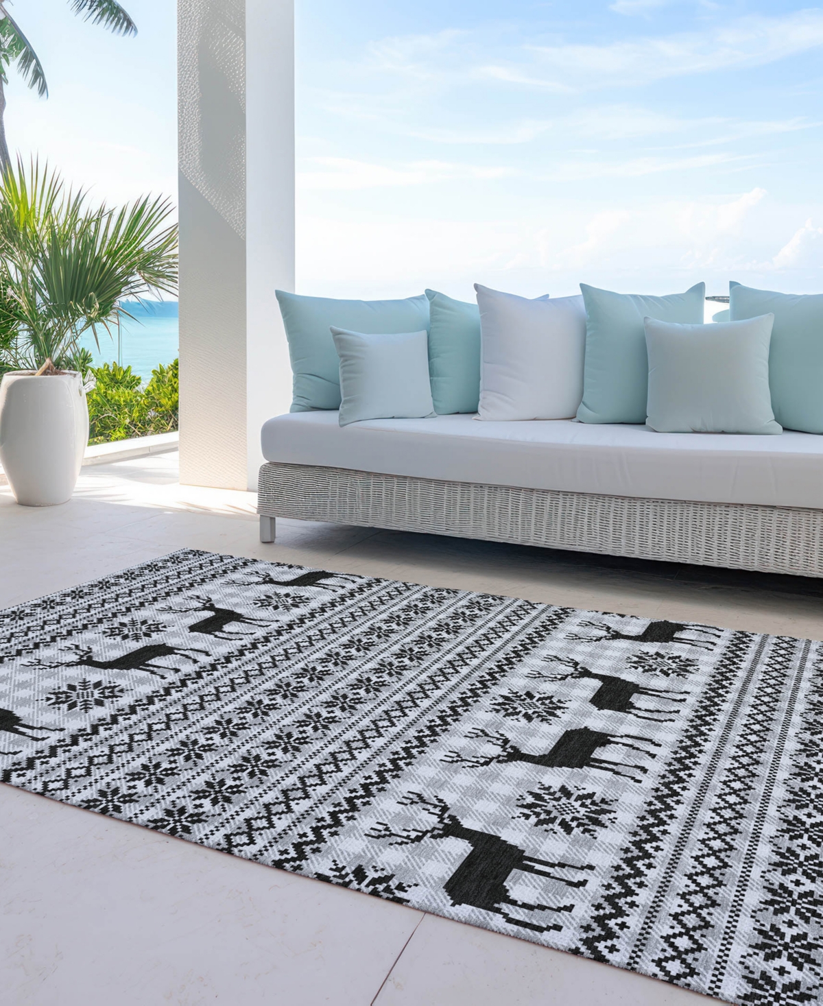 Addison Holiday Washable Indoor/outdoor Acn1820 2'6"x3'10" Area Rug In Gray