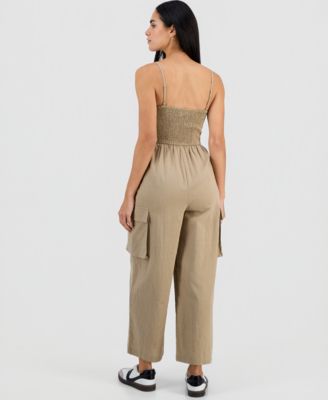 Petite Repeat Cargo-Pocket Jumpsuit, Exclusively at Macy's