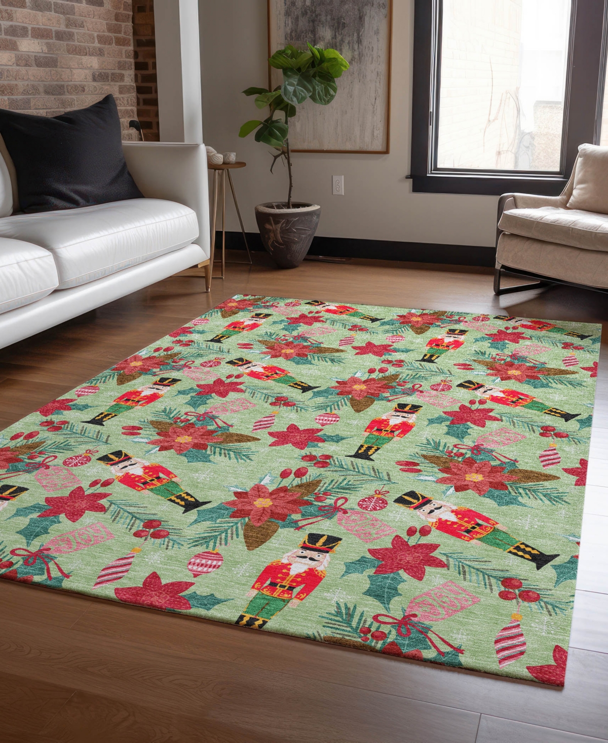 Addison Holiday Washable Indoor/outdoor Acn1822 5'x7'6" Area Rug In Green