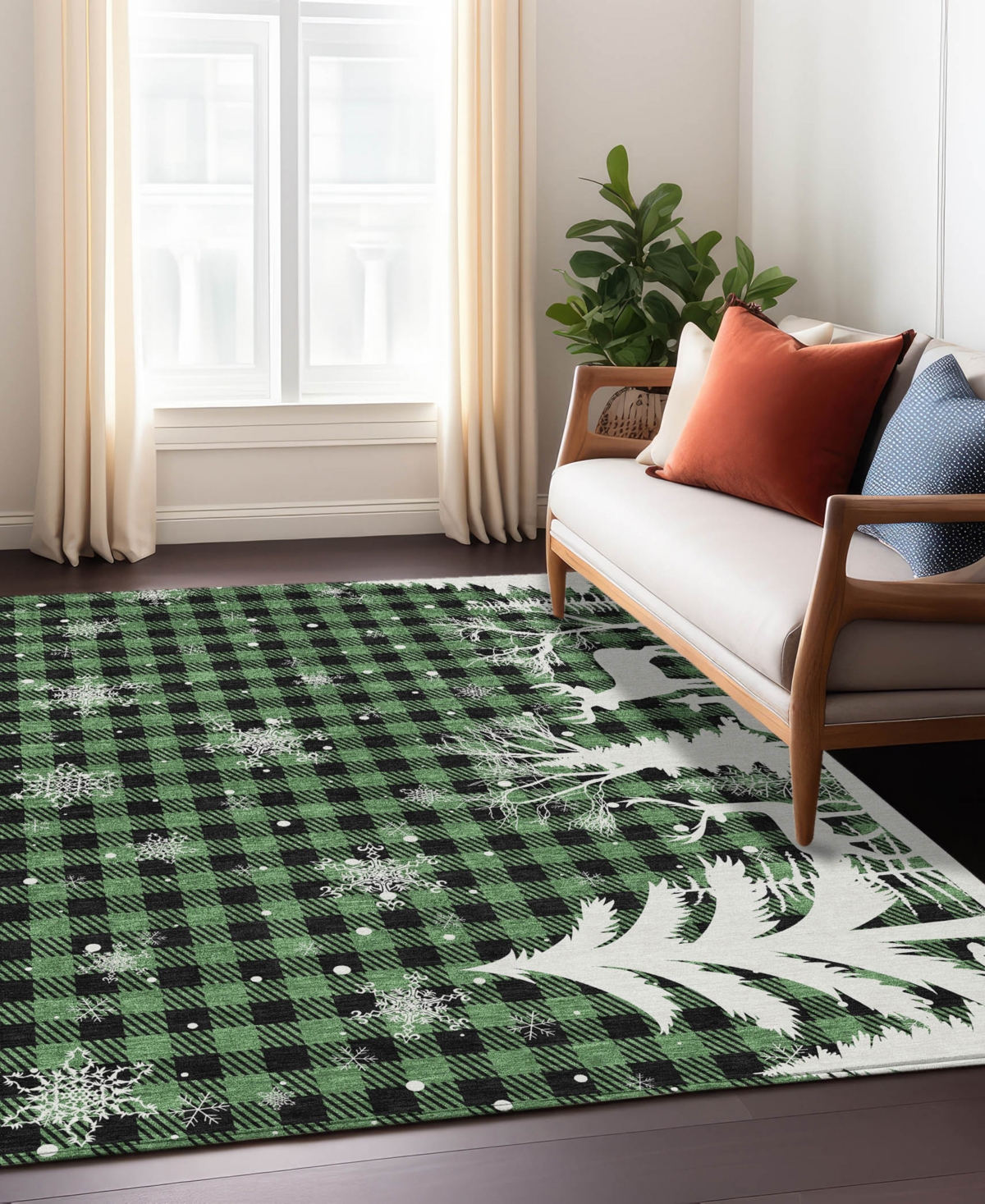 Addison Holiday Washable Indoor/outdoor Acn1824 5'x7'6" Area Rug In Green