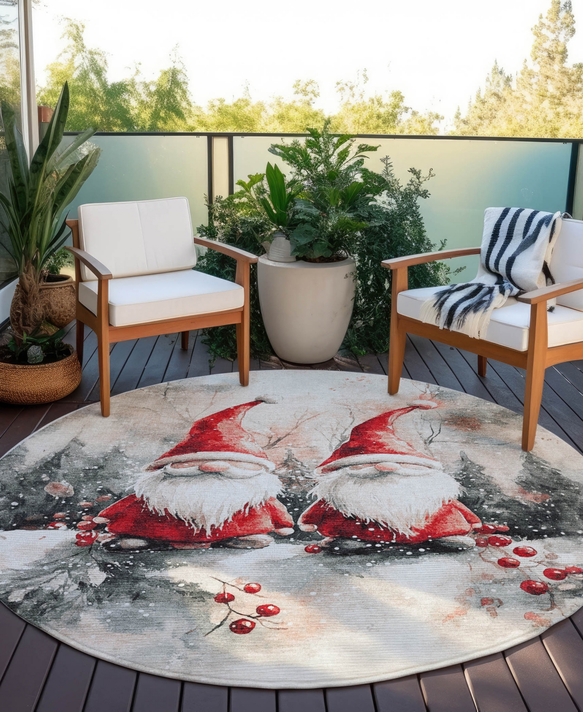 Addison Holiday Washable Indoor/Outdoor ACN1808 8'x8' Round Area Rug