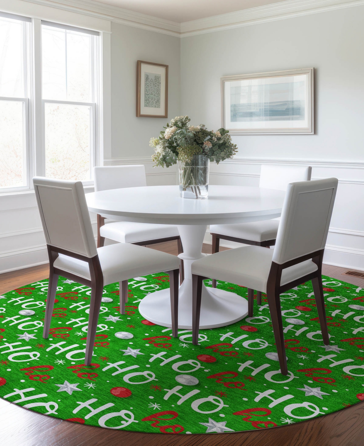 Addison Holiday Washable Indoor/outdoor Acn1810 8'x8' Round Area Rug In Green