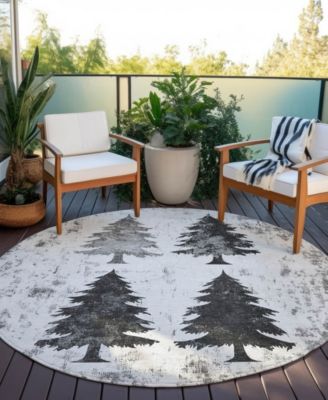 Holiday Washable Indoor/Outdoor ACN1811 8'x8' Round Area Rug