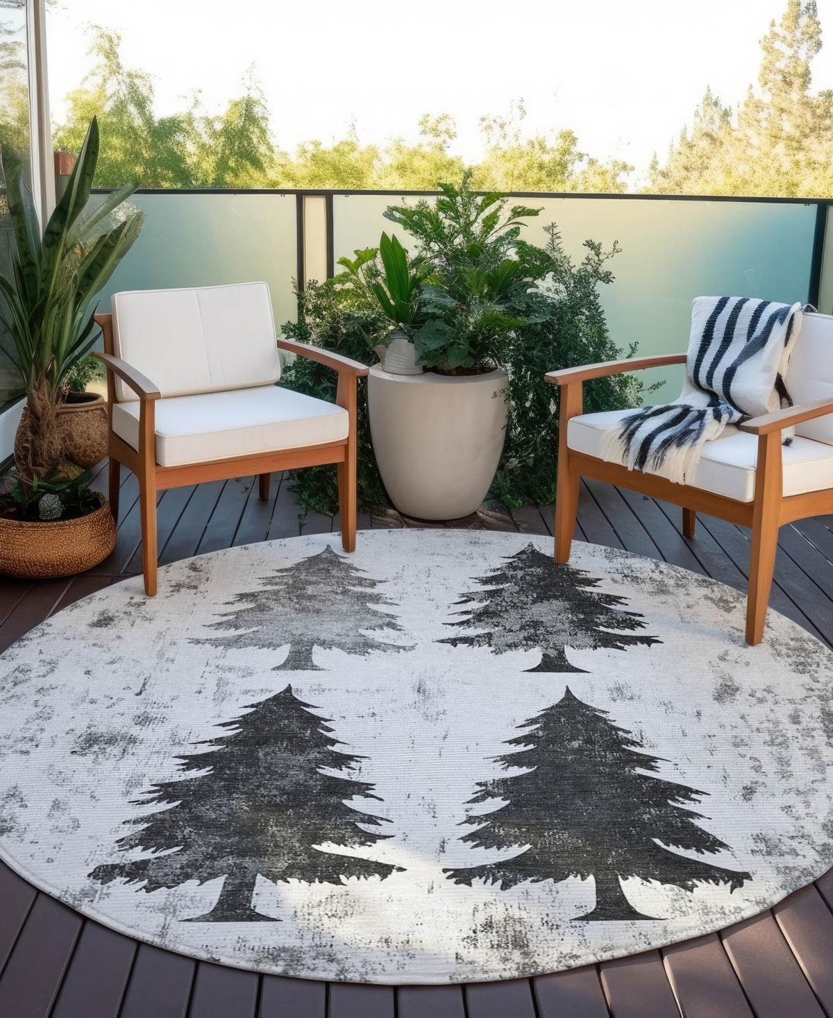 Addison Holiday Washable Indoor/Outdoor ACN1811 8'x8' Round Area Rug