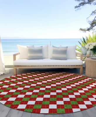 Holiday Washable Indoor/Outdoor ACN1812 8'x8' Round Area Rug