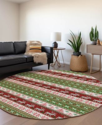 Holiday Washable Indoor/Outdoor ACN1818 8'x8' Round Area Rug