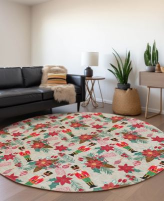 Holiday Washable Indoor/Outdoor ACN1822 8'x8' Round Area Rug