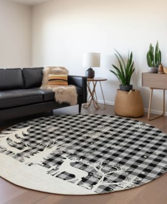 Holiday Washable Indoor/Outdoor ACN1824 8'x8' Round Area Rug