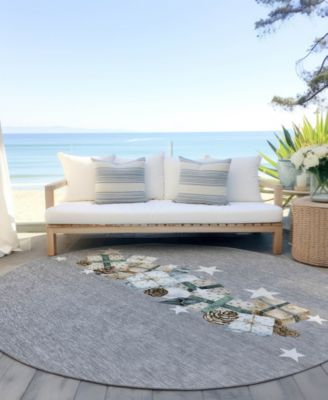 Holiday Washable Indoor/Outdoor ACN1825 8'x8' Round Area Rug