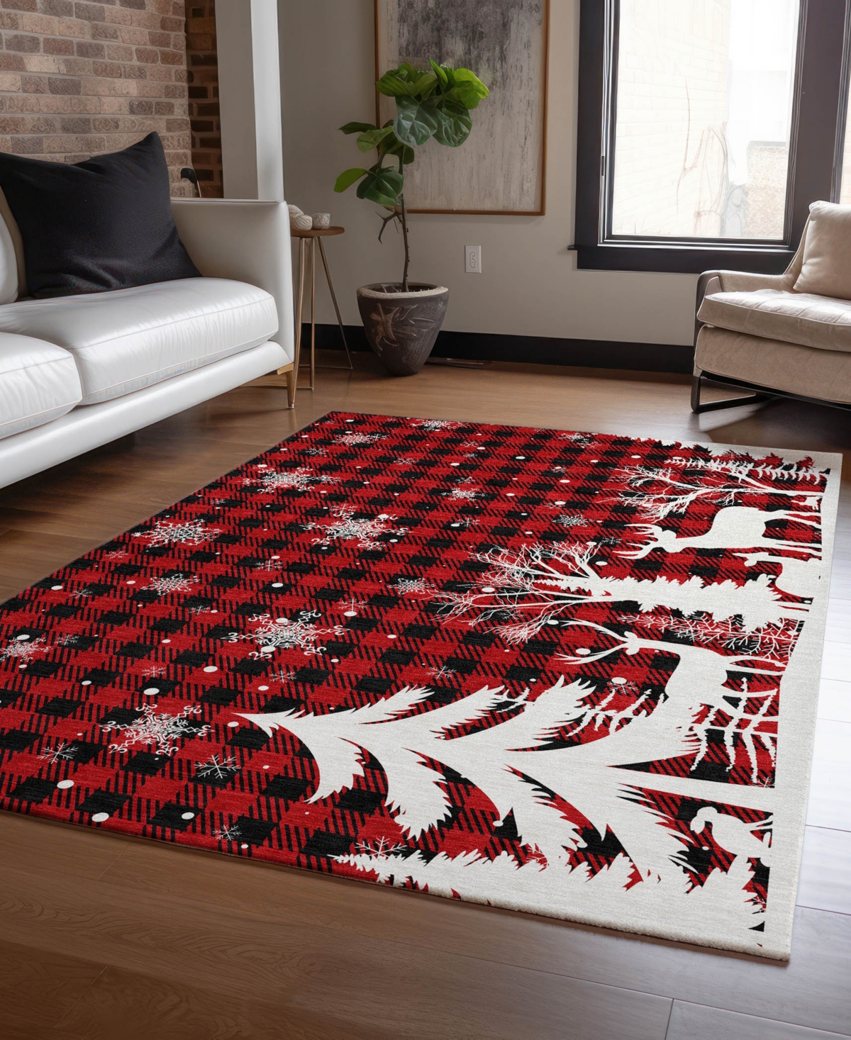 Addison Holiday Washable Indoor/outdoor Acn1824 9'x12' Area Rug In Red