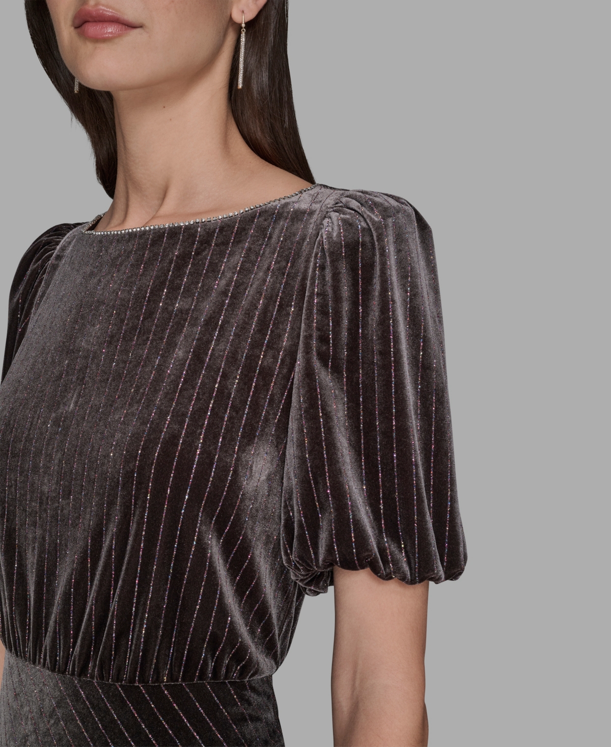 Karl Lagerfeld Women's Pinstripe Boat Neck Midi Dress In Brown