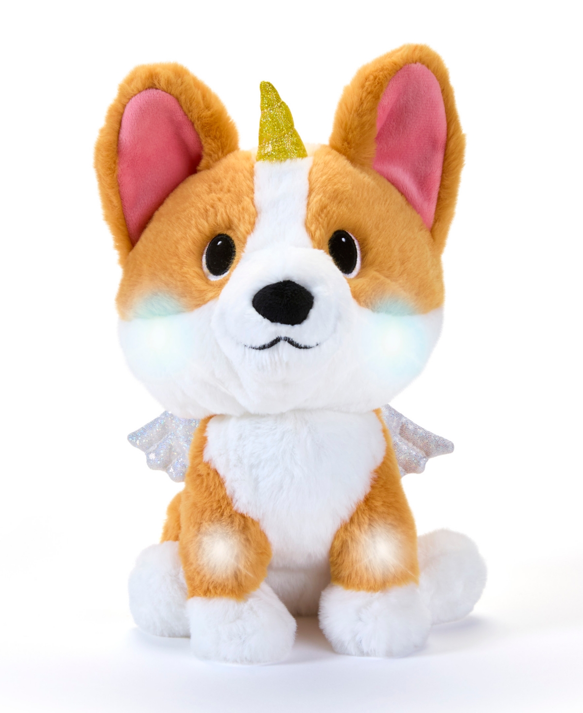 Geoffrey's Toy Box Star Brights 10" Fairy Corgi Led Plush Toy In Orange
