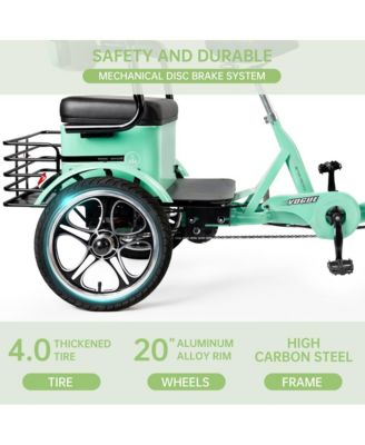 Foldable Electric Tricycle for Adults E-Trike with 400W Motor, 34-Mile Range & Comfortable Rear Seat | Speed Limit for Safety