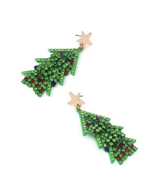 Faux Stone Santa Baby Christmas Tree Drop Earrings